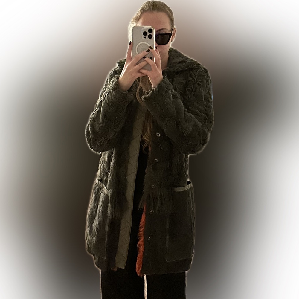 Zadig&Voltaire Maxi Lamb Fur Leather Coat